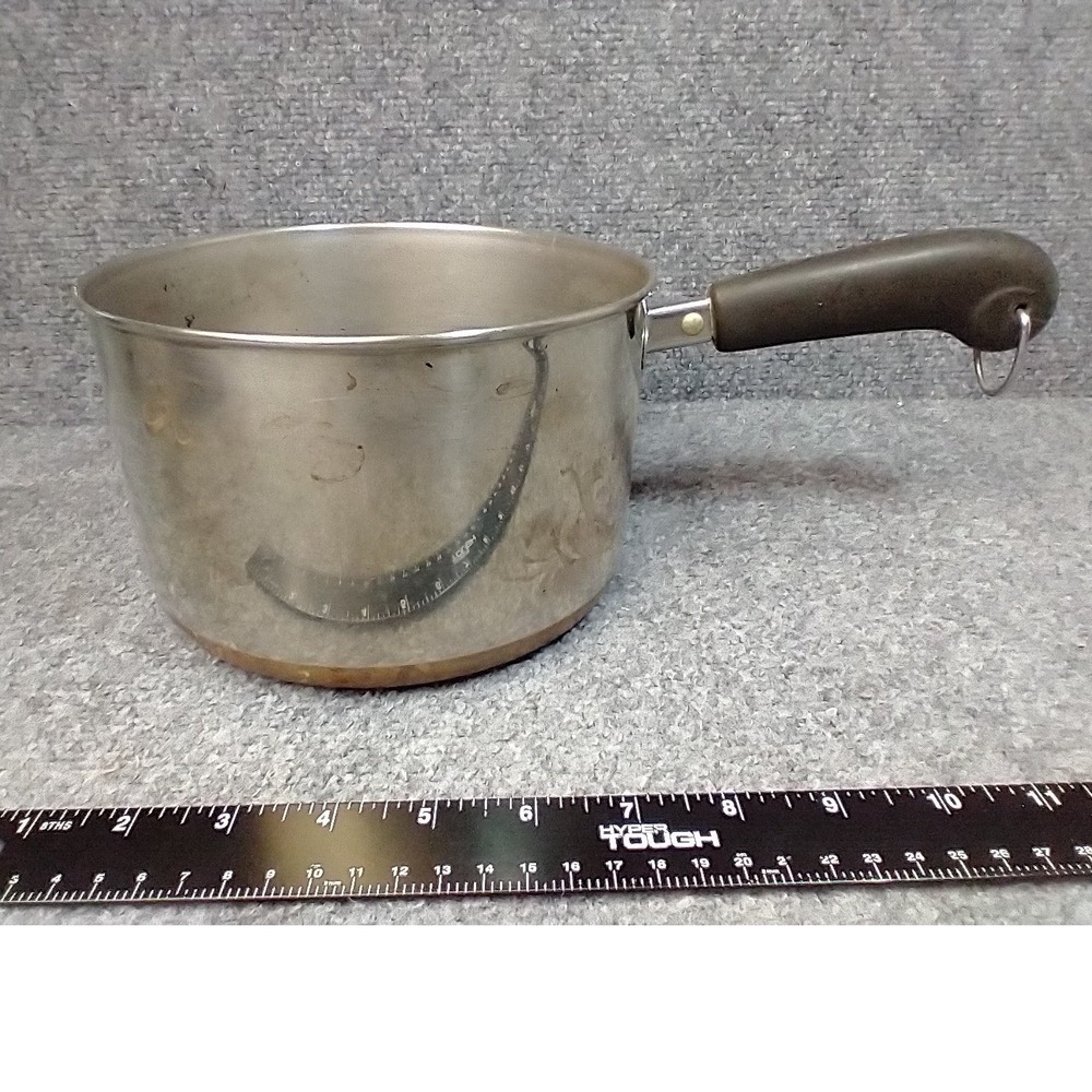 Vintage Revere Ware 3 Qt Copper Bottom Saucepan Pot 1801 Rome NY USA Stainless